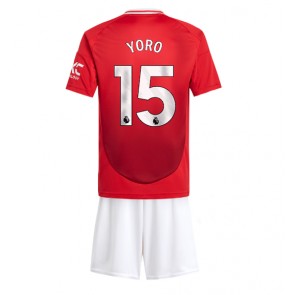 Manchester United Leny Yoro #15 Domaci Dres za Dječji 2024-25 Kratak Rukavima (+ kratke hlače)